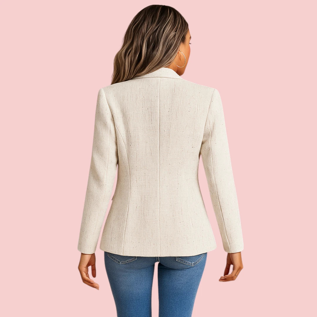 Dames Blazer – Reverskraag & Dubbele Sluiting voor Tijdloze Klasse