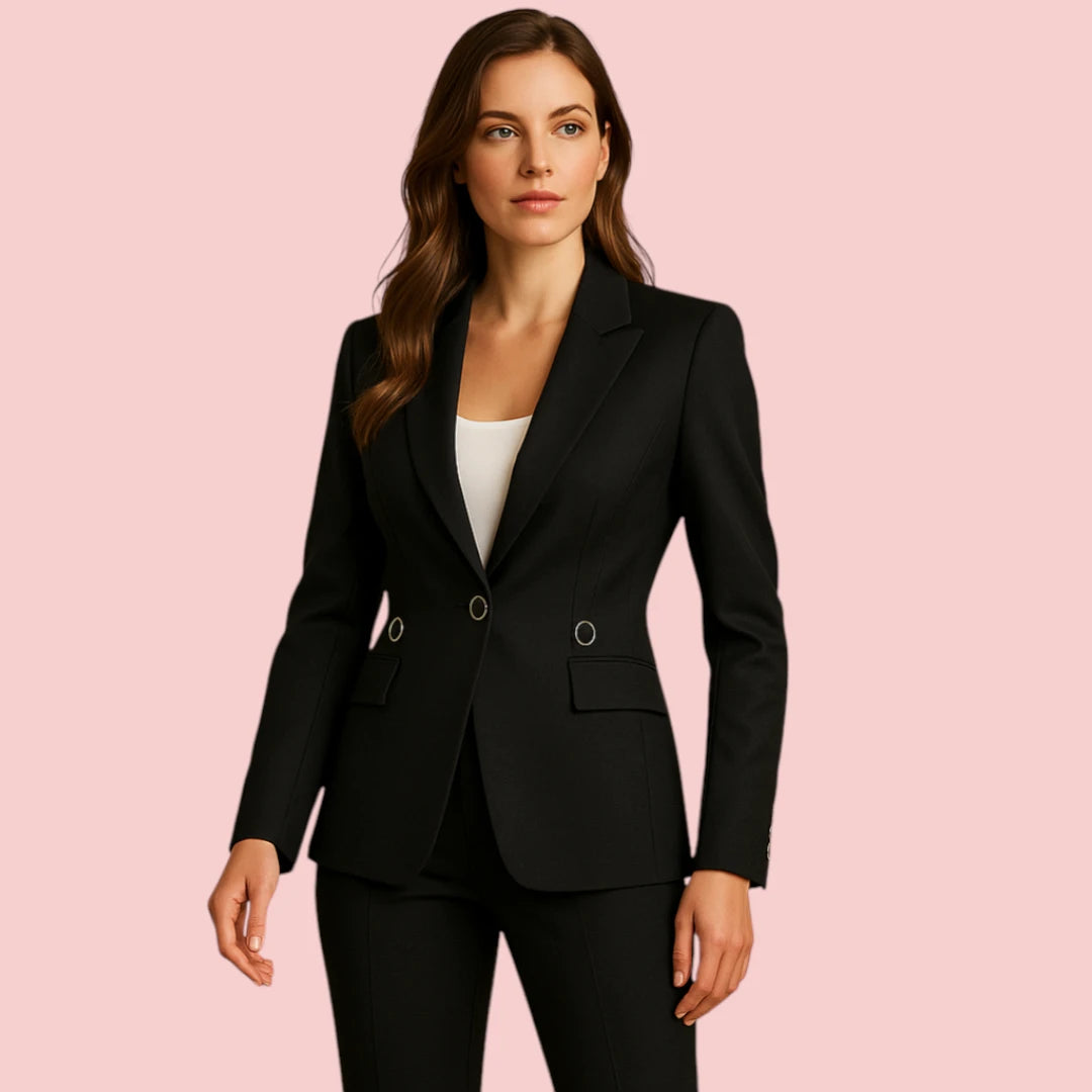 Dames Blazer Set – Getailleerd Blazerjack & Stretch Broek voor Zakelijke Looks