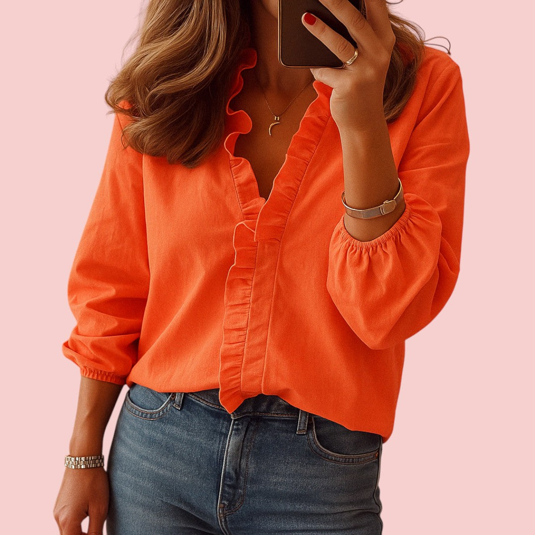 Dames Blouse – Stijlvolle Blouse met Ruches voor Werk en Casual Looks