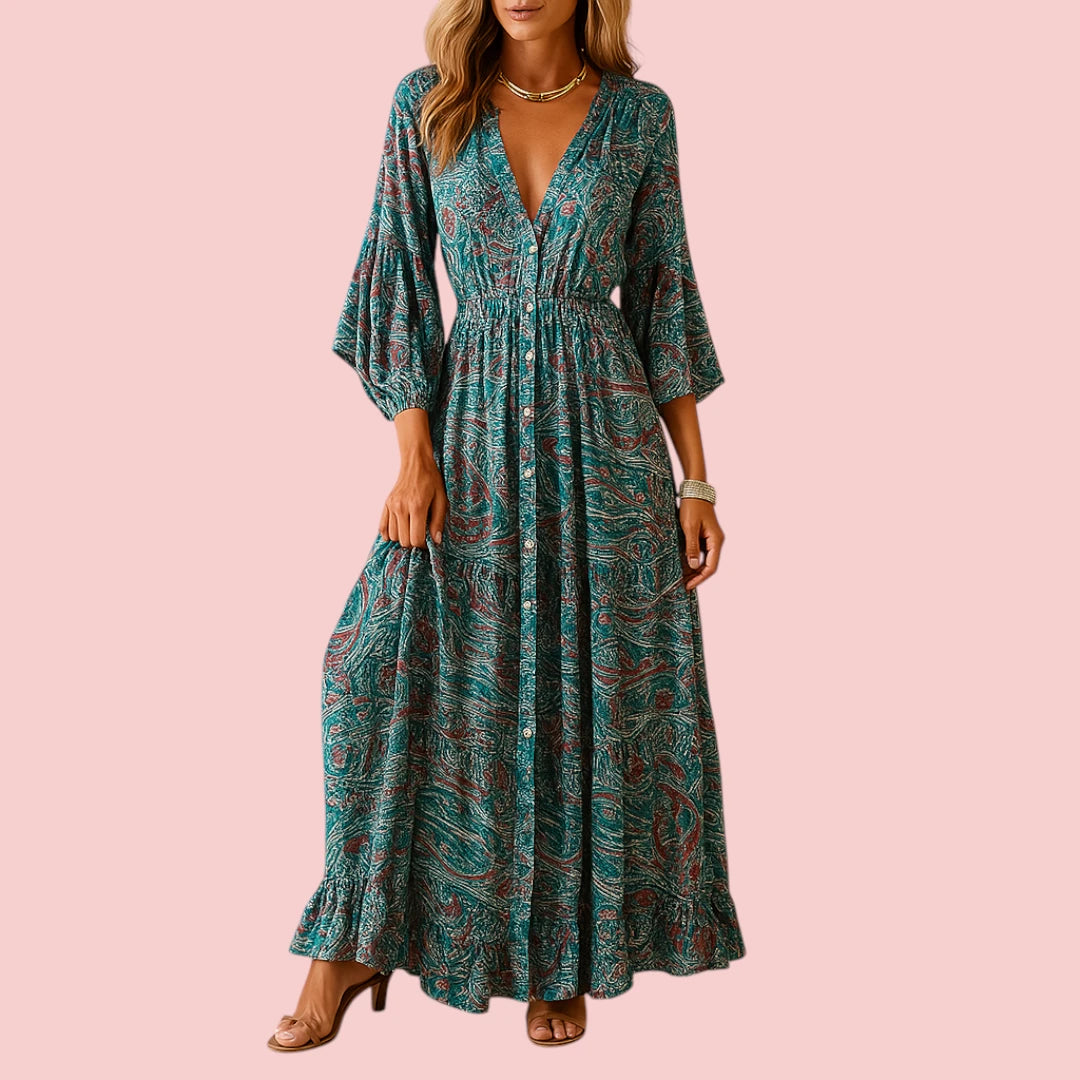 Dames Boho-jurk Lange Jurk Met Stijlvolle Pasvorm En Bohemian Details Voor Festivals En Casual
