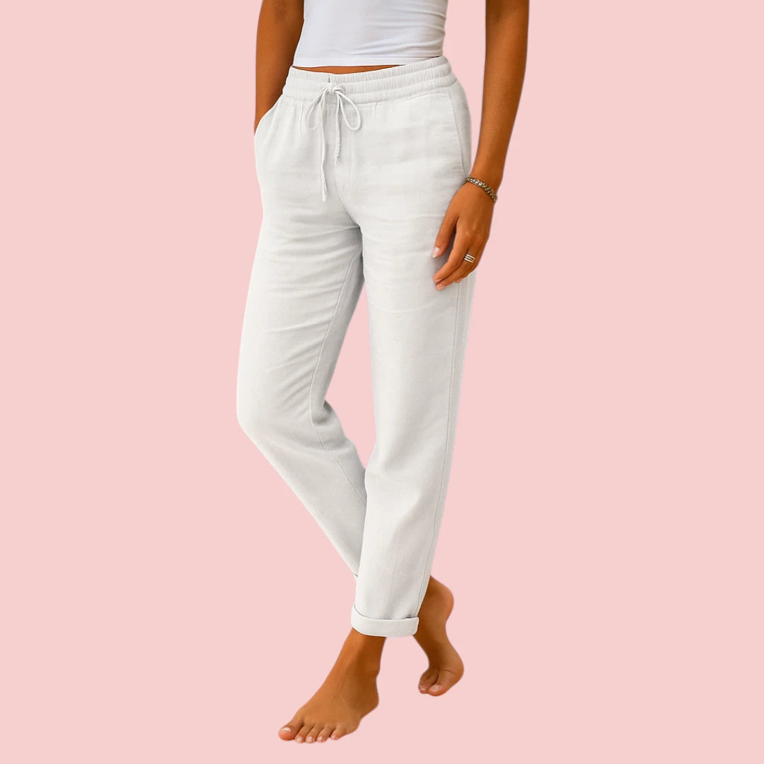Dames Broek – Van Linnen met Elastische Taille