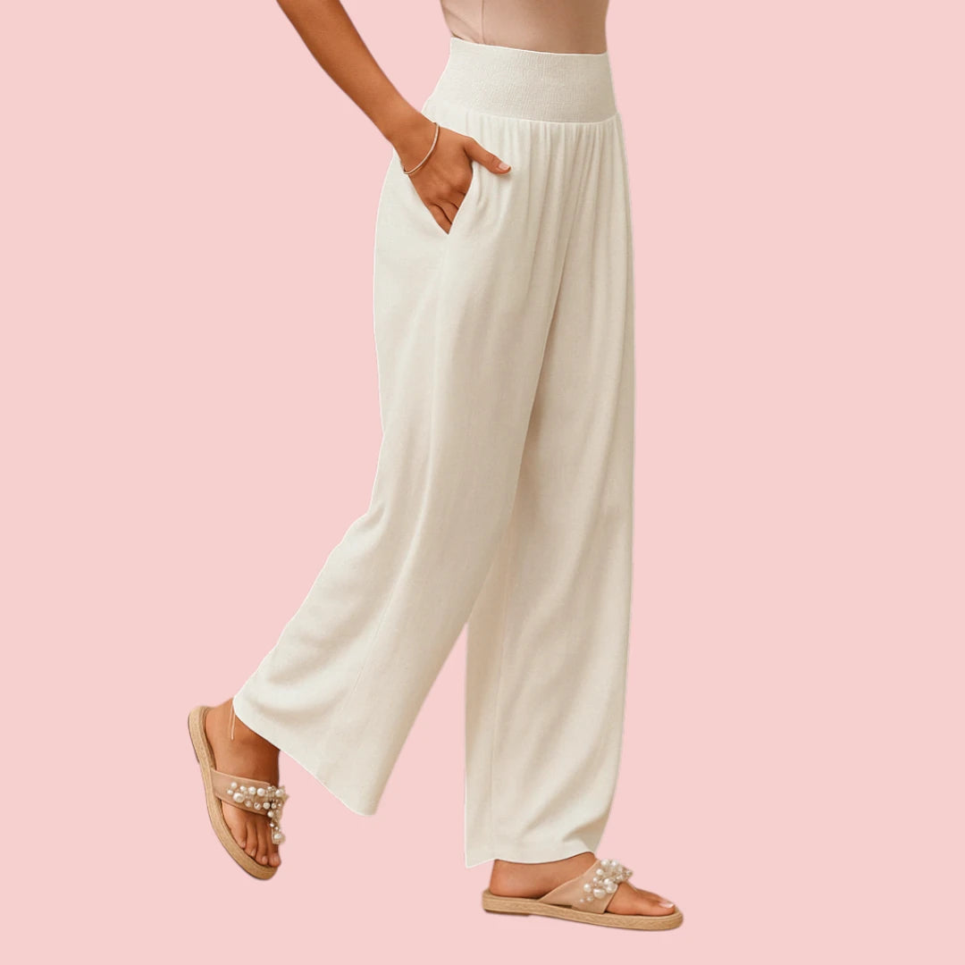 Dames Broek – Wijde Pijpen en Elastische Taille voor Comfort