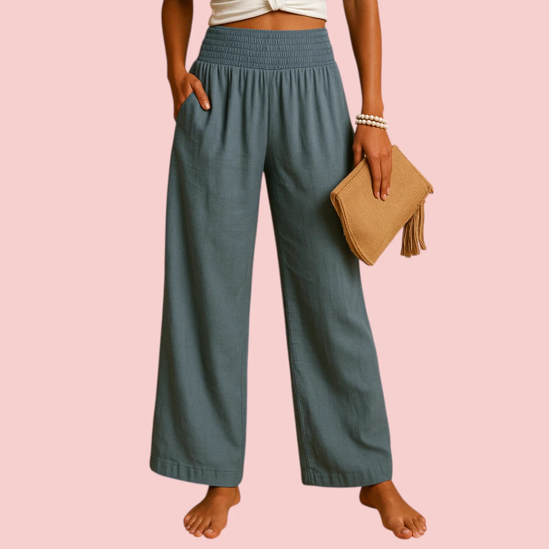 Dames Broek – Wijde Pijpen en Elastische Taille voor Comfort