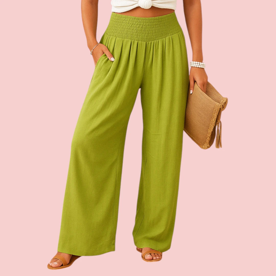 Dames Broek – Wijde Pijpen en Elastische Taille voor Comfort