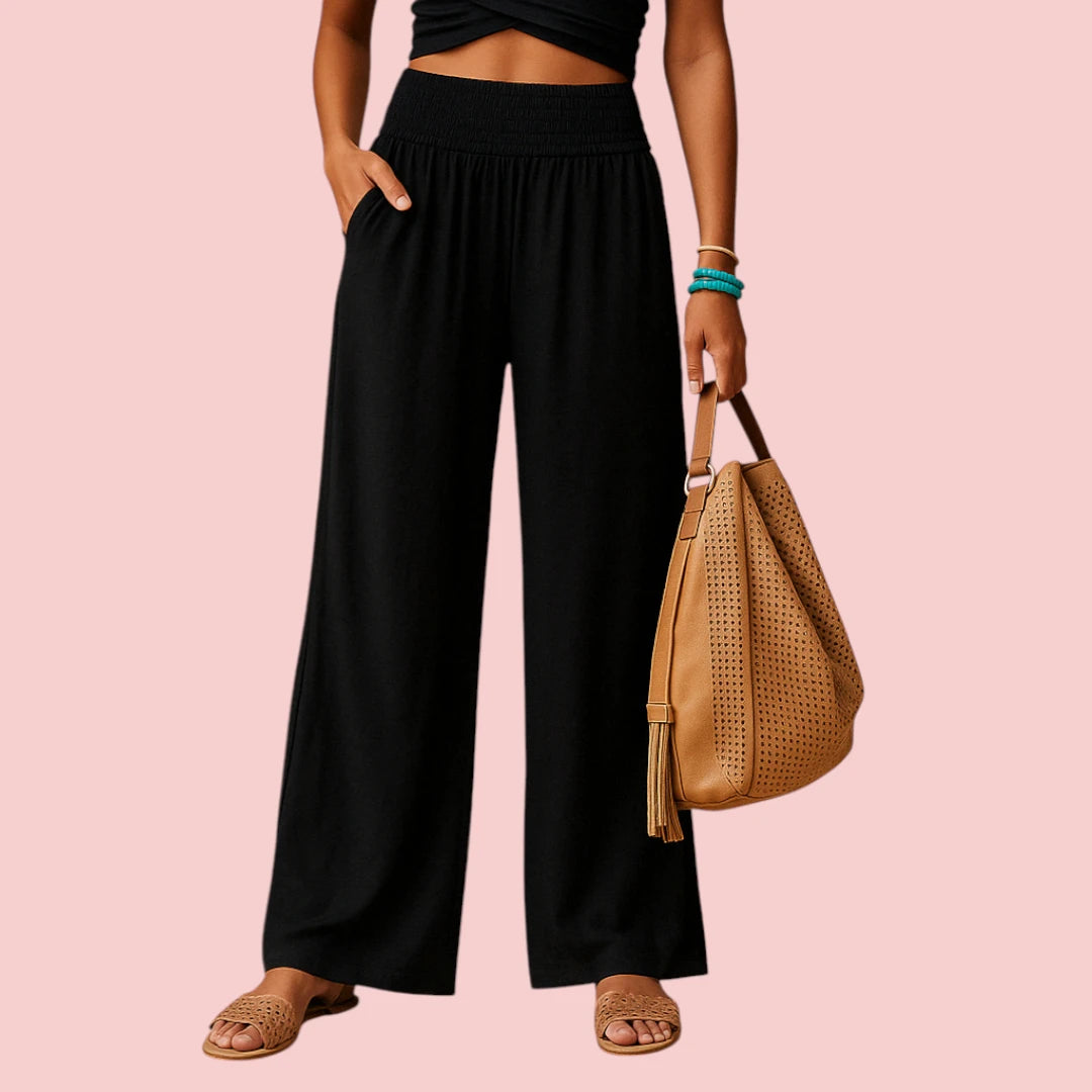 Dames Broek – Wijde Pijpen en Elastische Taille voor Comfort