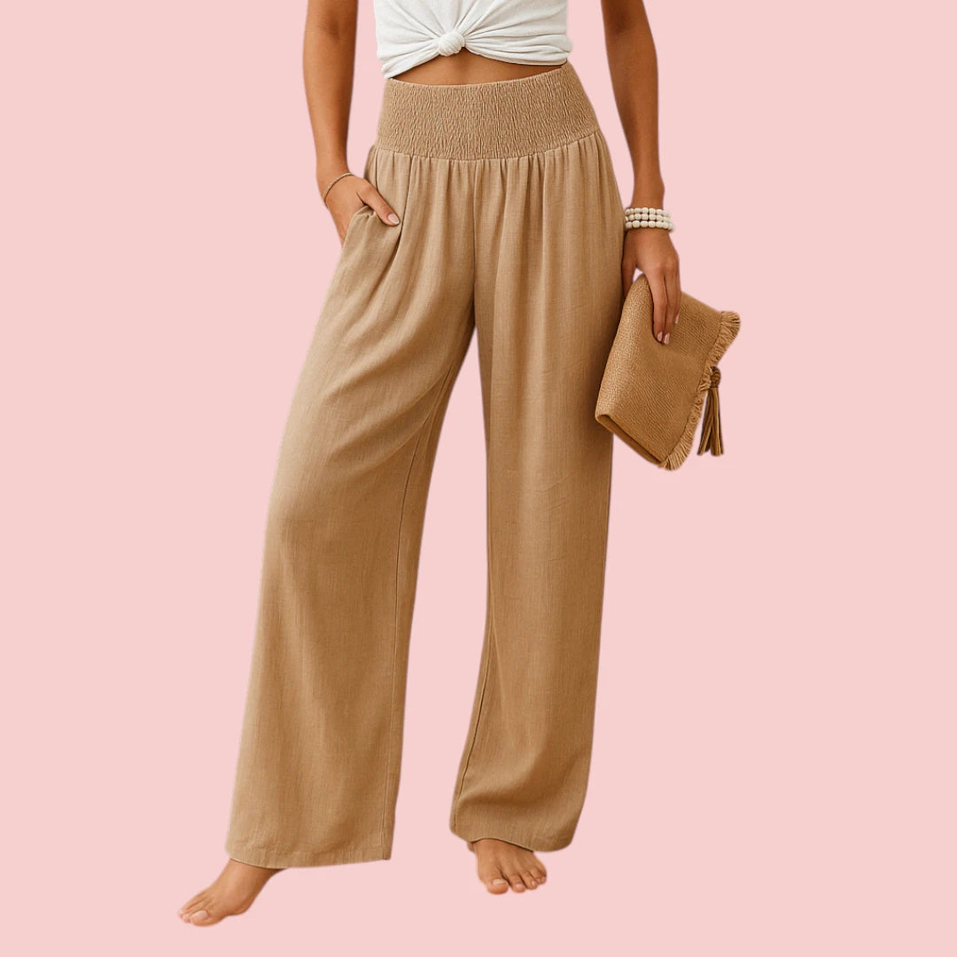 Dames Broek – Wijde Pijpen en Elastische Taille voor Comfort