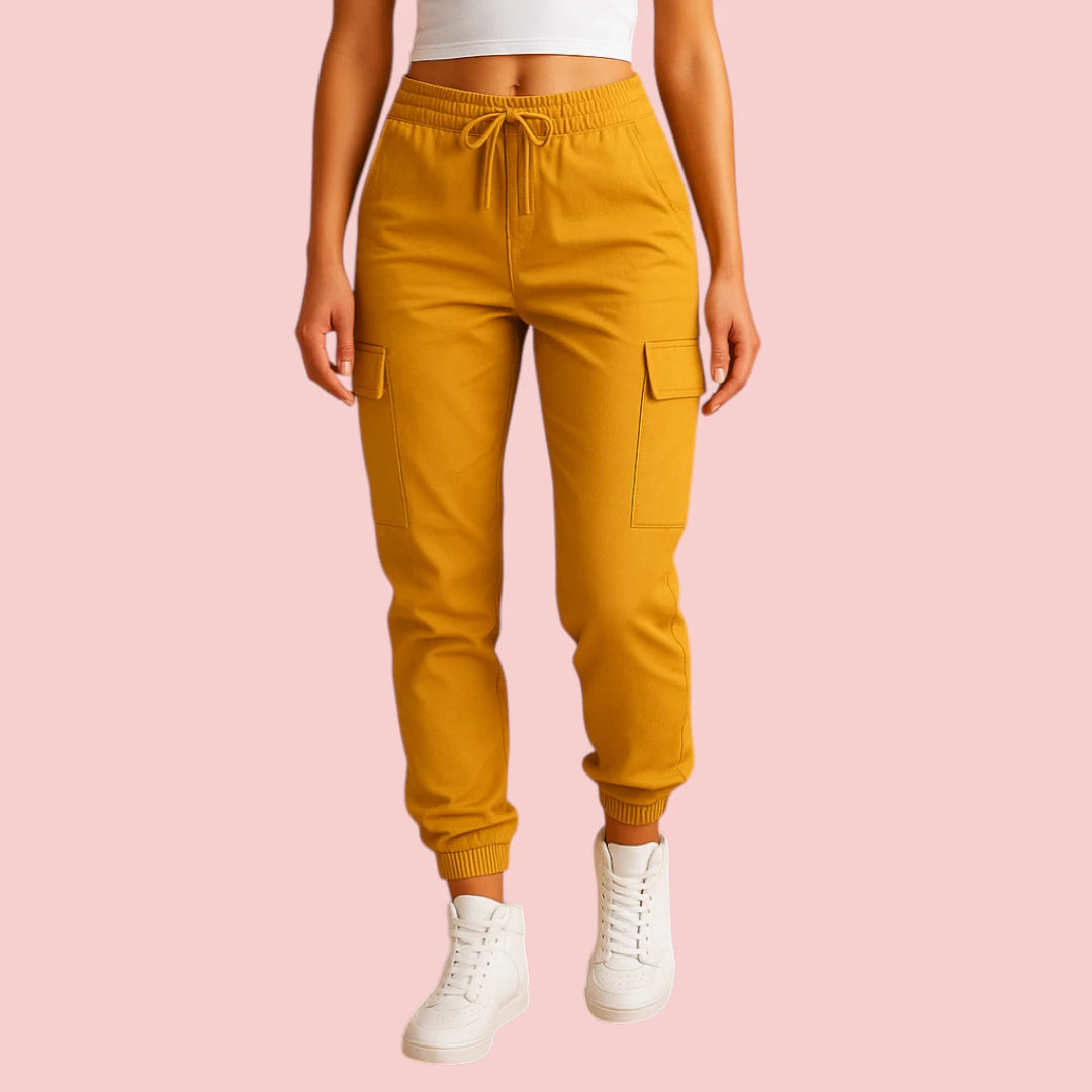 Dames Cargobroek – Aansluitend Model met Hoge Taille