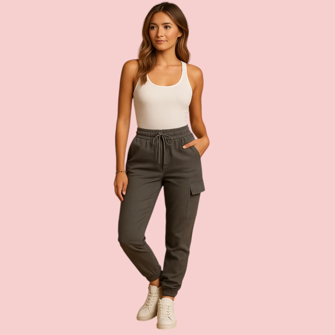 Dames Cargobroek – Aansluitend Model met Hoge Taille