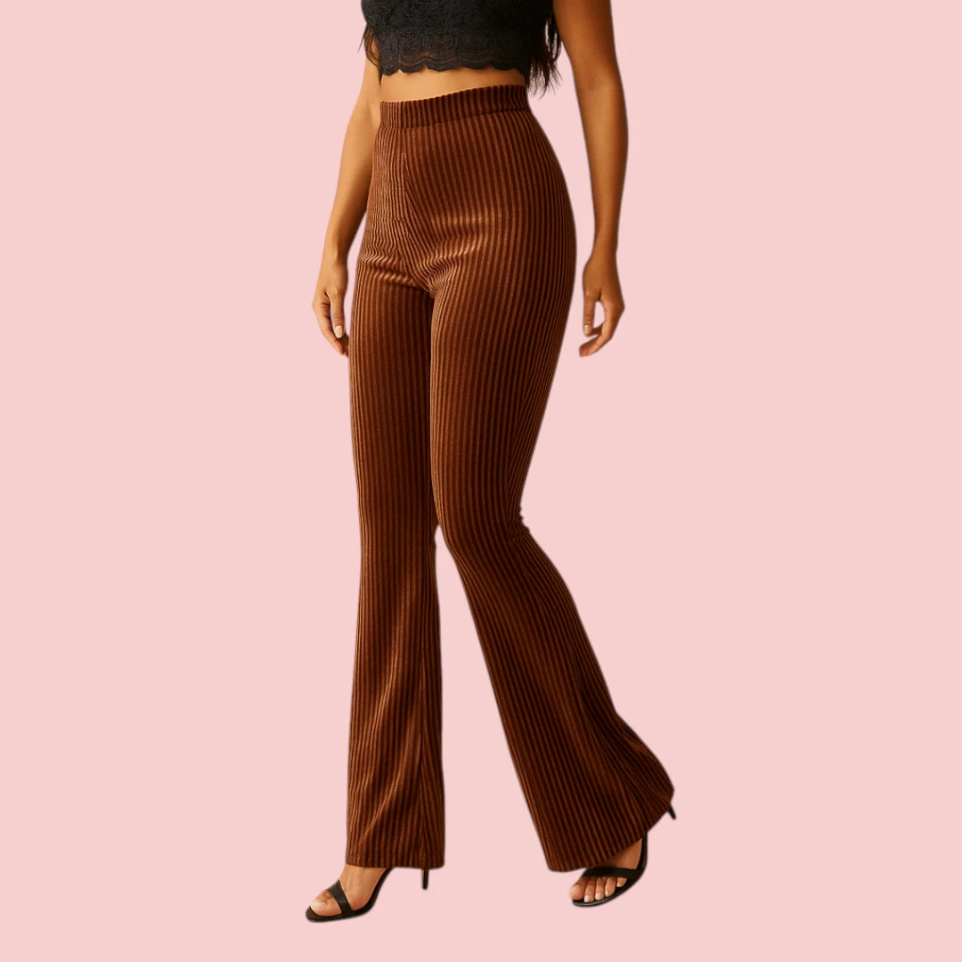 Dames Corduroy Broek – Flared Model met Hoge Taille