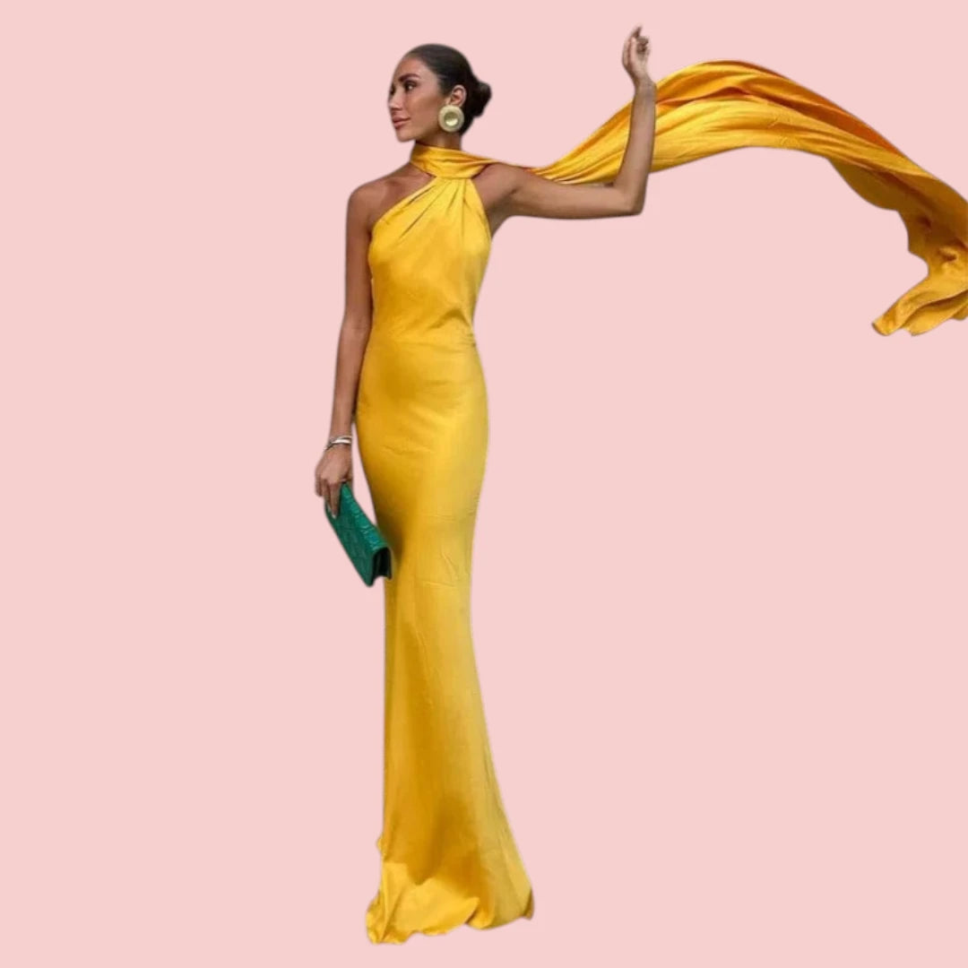 Dames Galajurk – Satijnen Lange Jurk met Open Rug