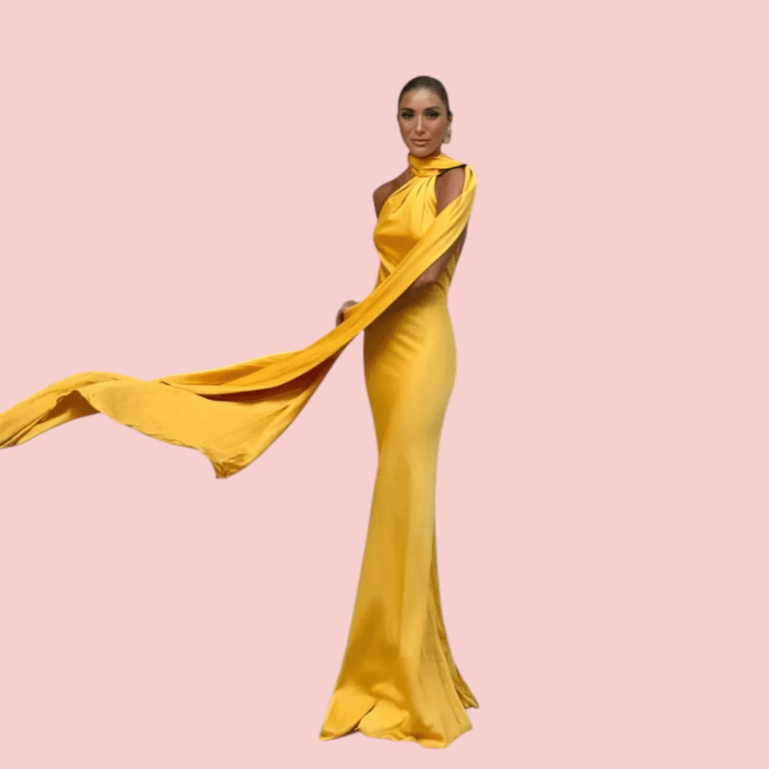 Dames Galajurk – Satijnen Lange Jurk met Open Rug