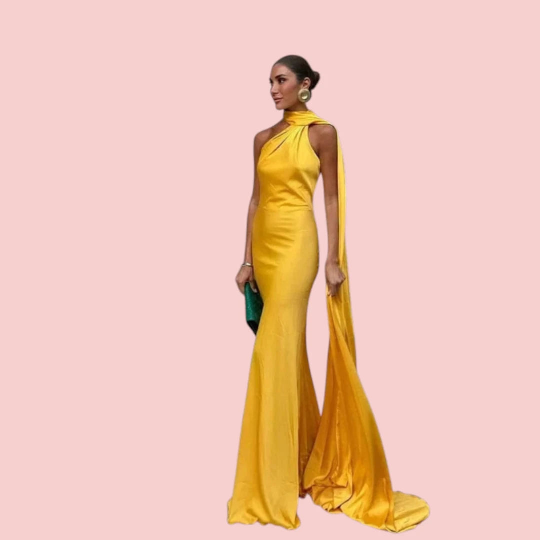 Dames Galajurk – Satijnen Lange Jurk met Open Rug