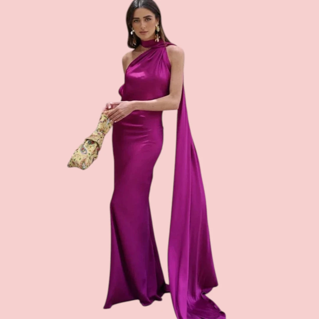 Dames Galajurk – Satijnen Lange Jurk met Open Rug