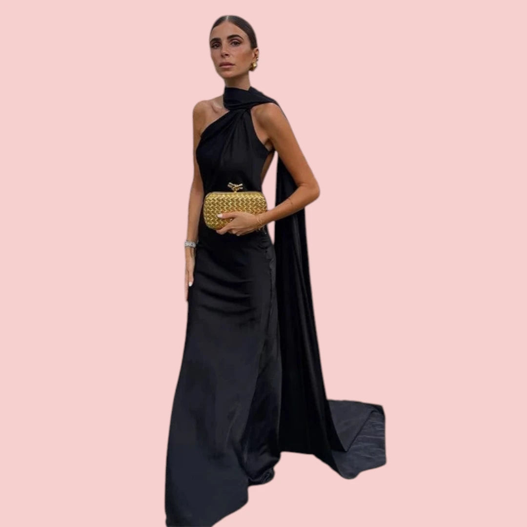 Dames Galajurk – Satijnen Lange Jurk met Open Rug