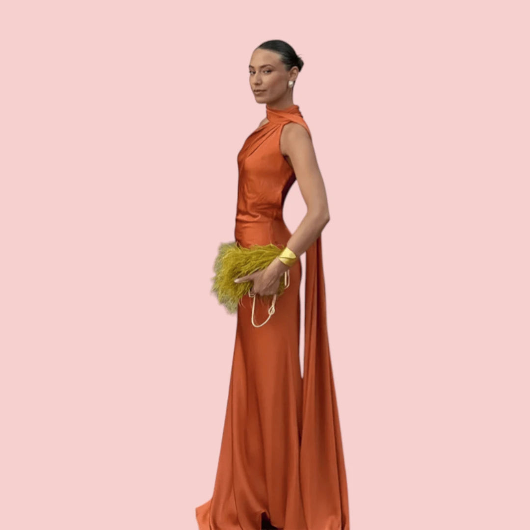 Dames Galajurk – Satijnen Lange Jurk met Open Rug