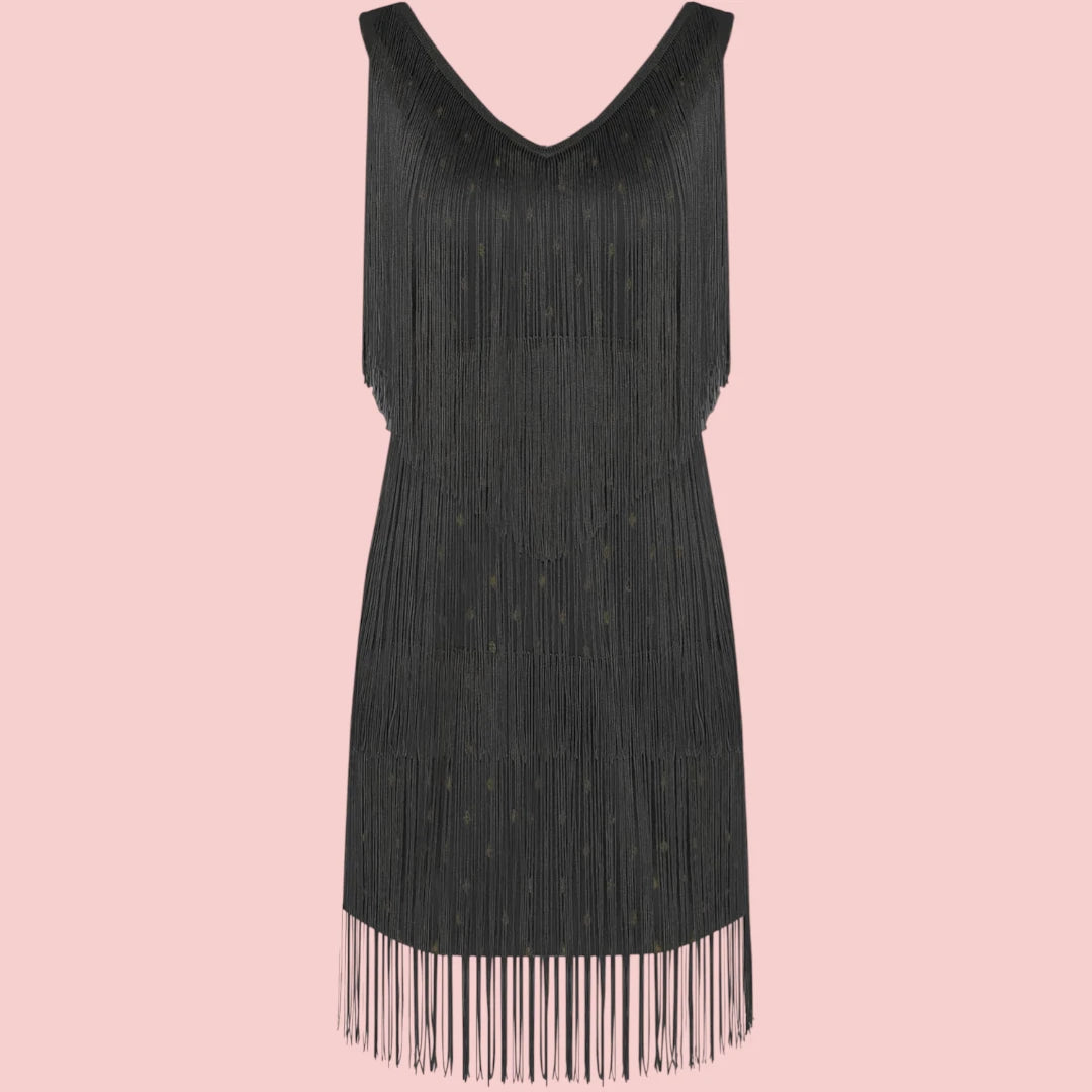 Dames Glitterjurk – V-Hals & Mouwloos