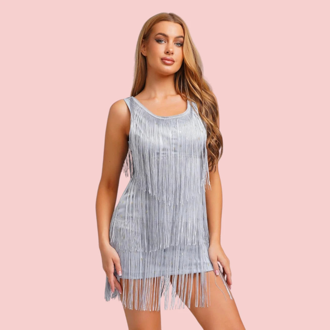 Dames Glitterjurk – V-Hals & Mouwloos