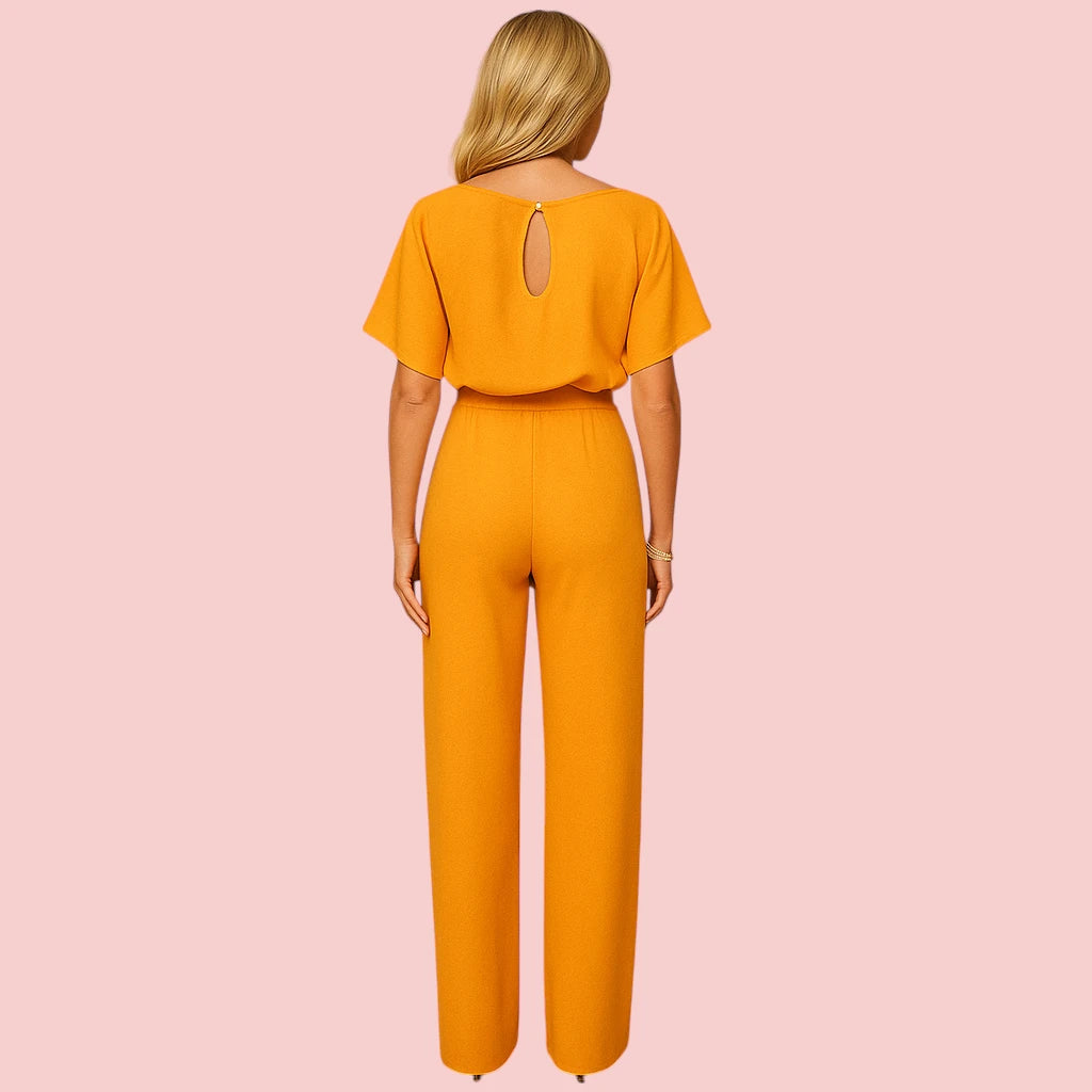 Dames Jumpsuit – Vlindermouw & Wijde Pijpen voor Verfijnde Elegantie