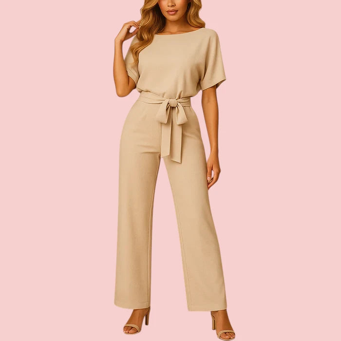 Dames Jumpsuit – Vlindermouw & Wijde Pijpen voor Verfijnde Elegantie