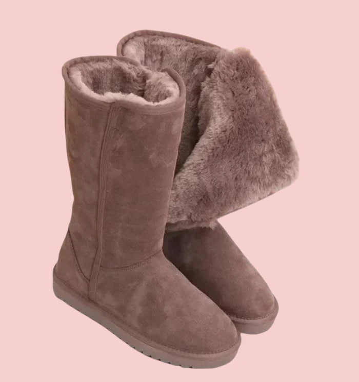 Dames Laarzen – Waterdichte Suède Sheepskin met Warme Voering en Ritssluiting