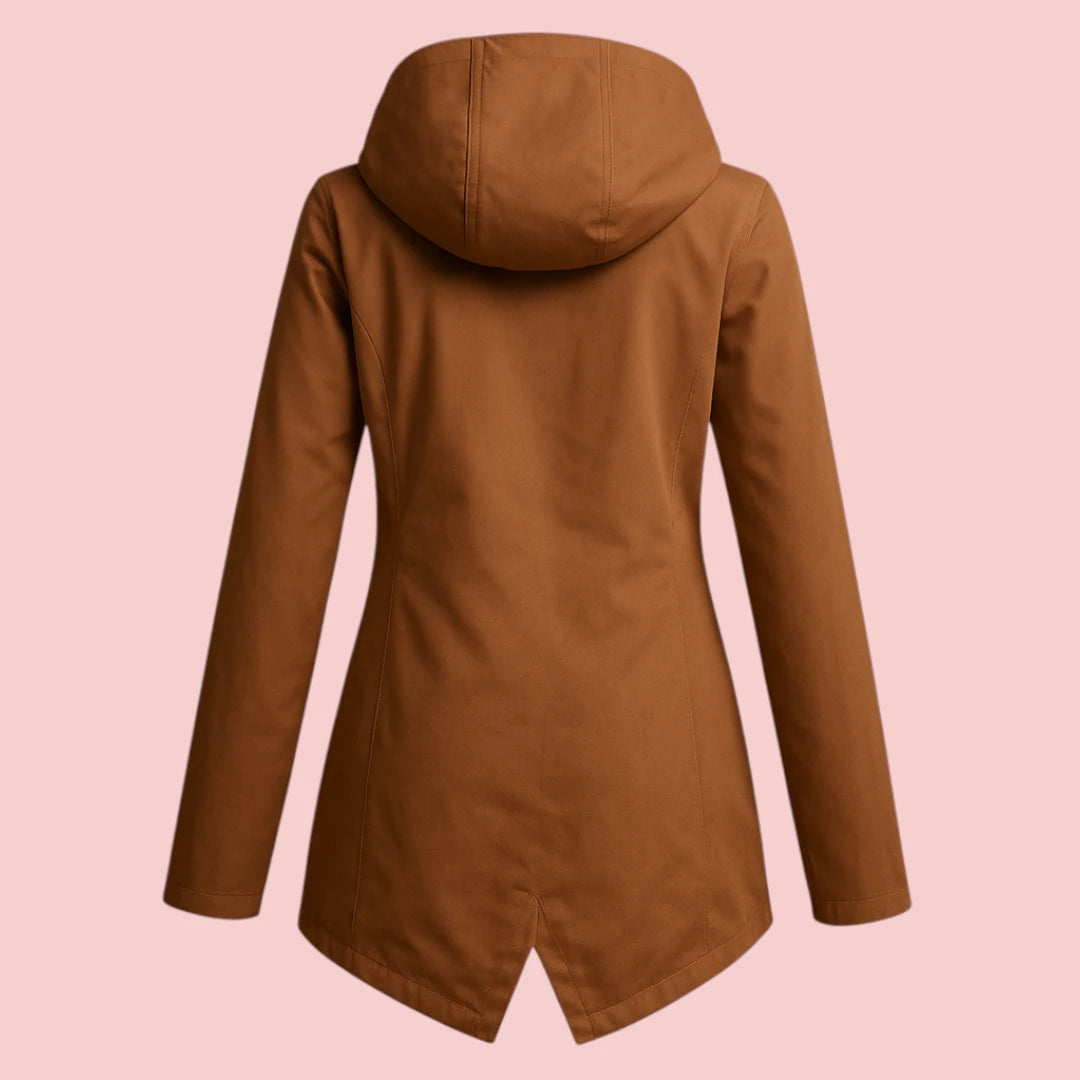 Dames Regenjas – Lange waterafstotende jas met capuchon en ritssluiting voor optimale bescherming