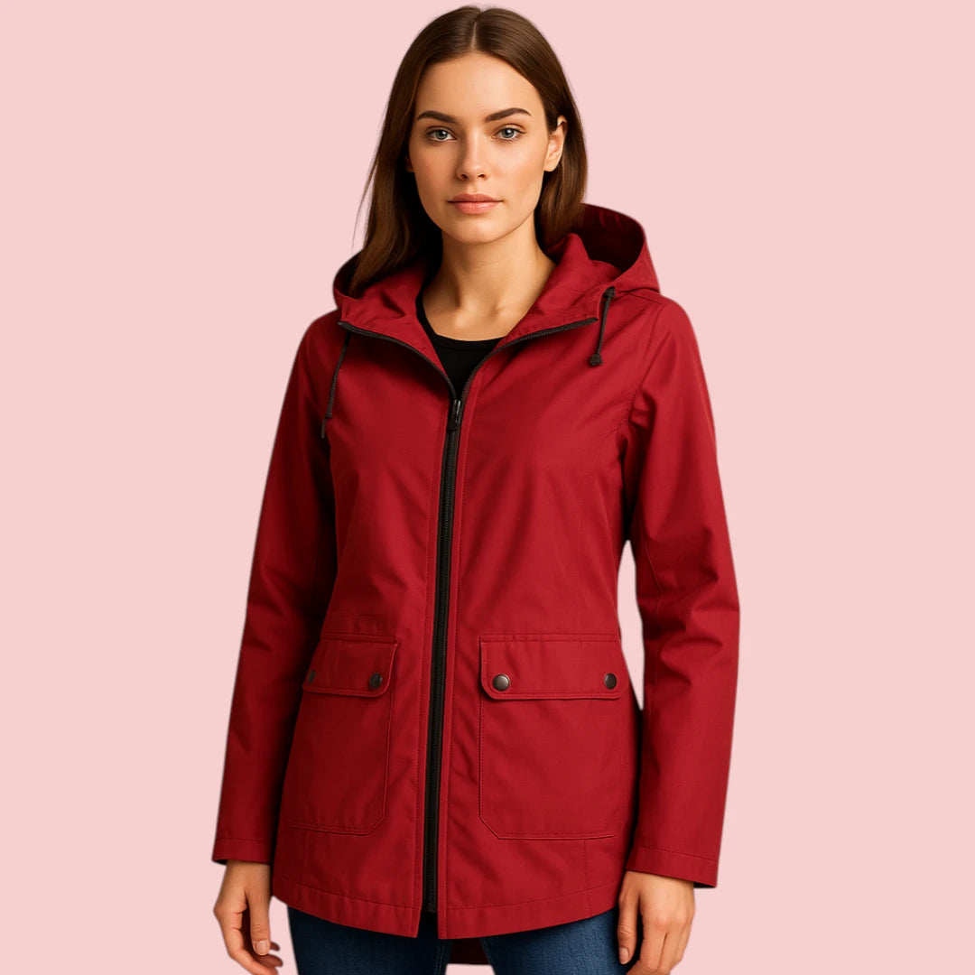 Dames Regenjas – Lange waterafstotende jas met capuchon en ritssluiting voor optimale bescherming