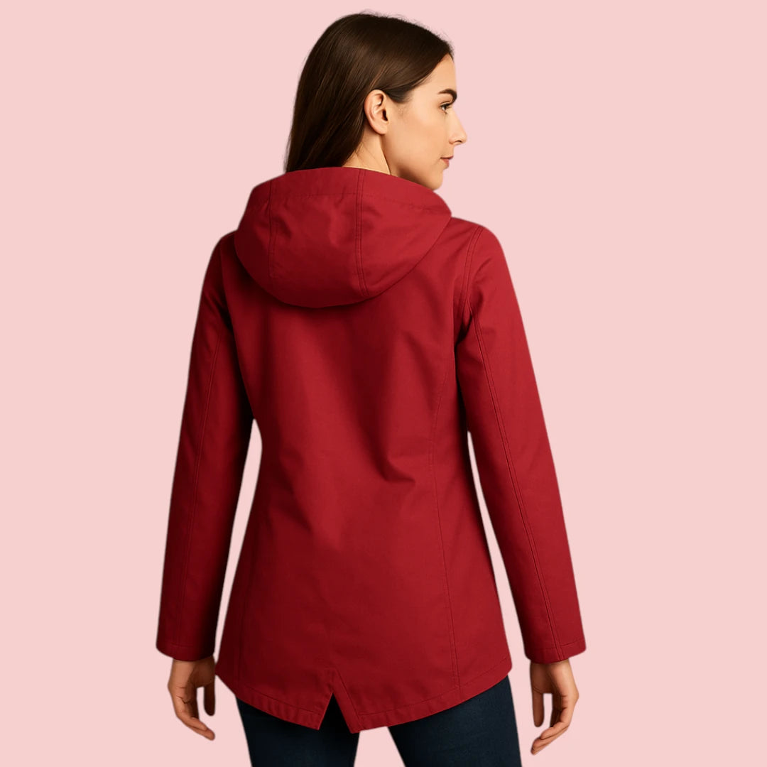 Dames Regenjas – Lange waterafstotende jas met capuchon en ritssluiting voor optimale bescherming