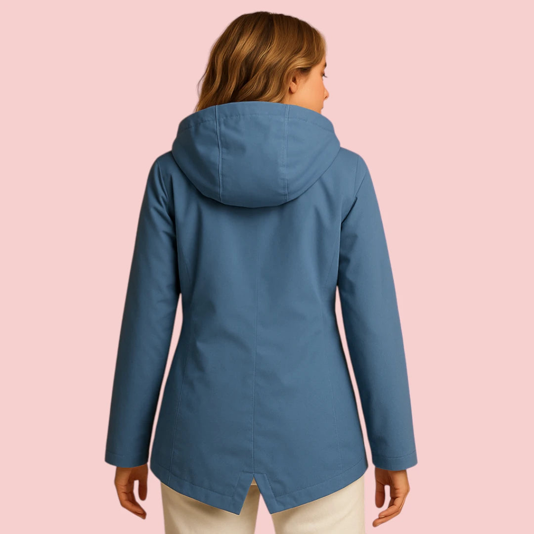 Dames Regenjas – Lange waterafstotende jas met capuchon en ritssluiting voor optimale bescherming