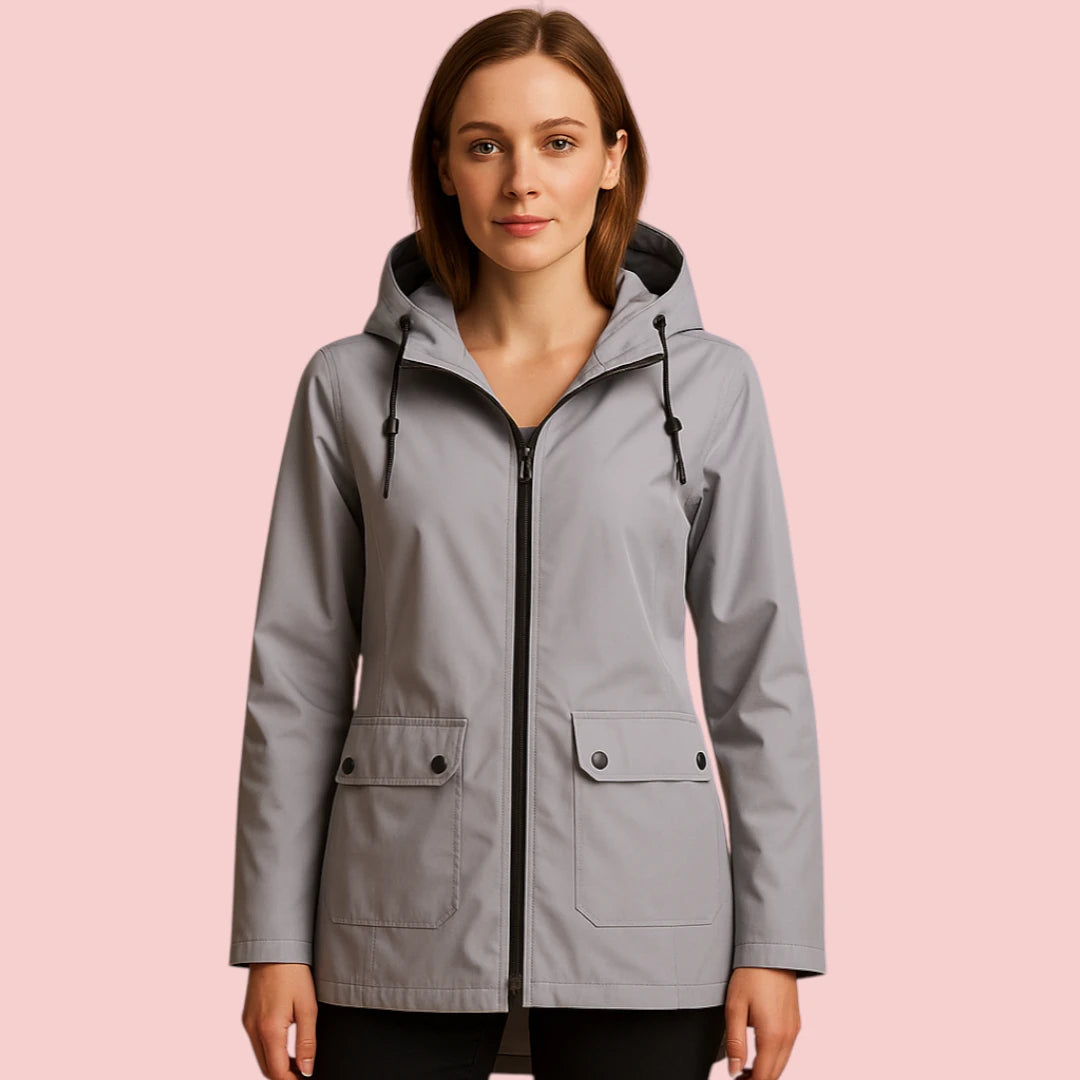 Dames Regenjas – Lange waterafstotende jas met capuchon en ritssluiting voor optimale bescherming