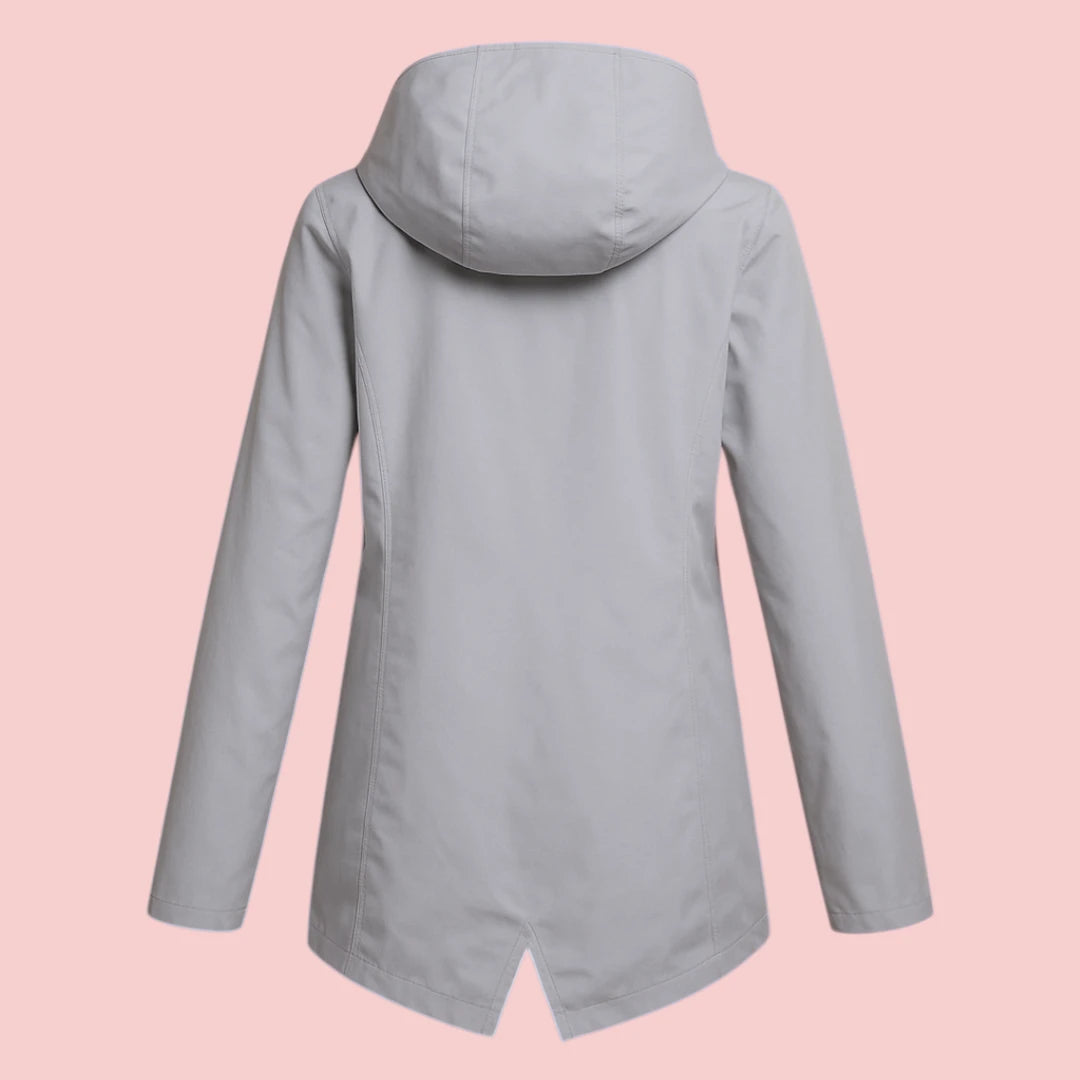 Dames Regenjas – Lange waterafstotende jas met capuchon en ritssluiting voor optimale bescherming