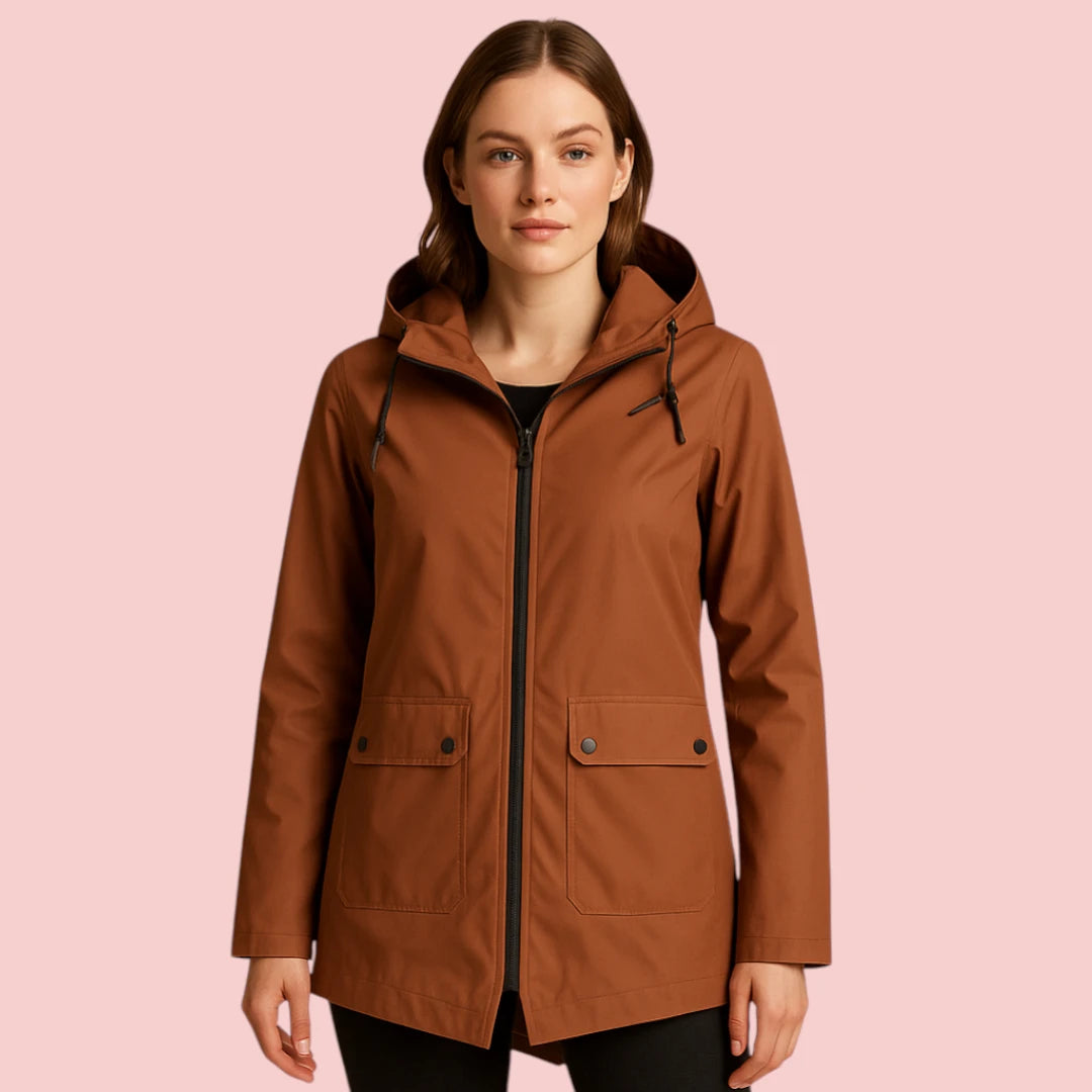 Dames Regenjas – Lange waterafstotende jas met capuchon en ritssluiting voor optimale bescherming