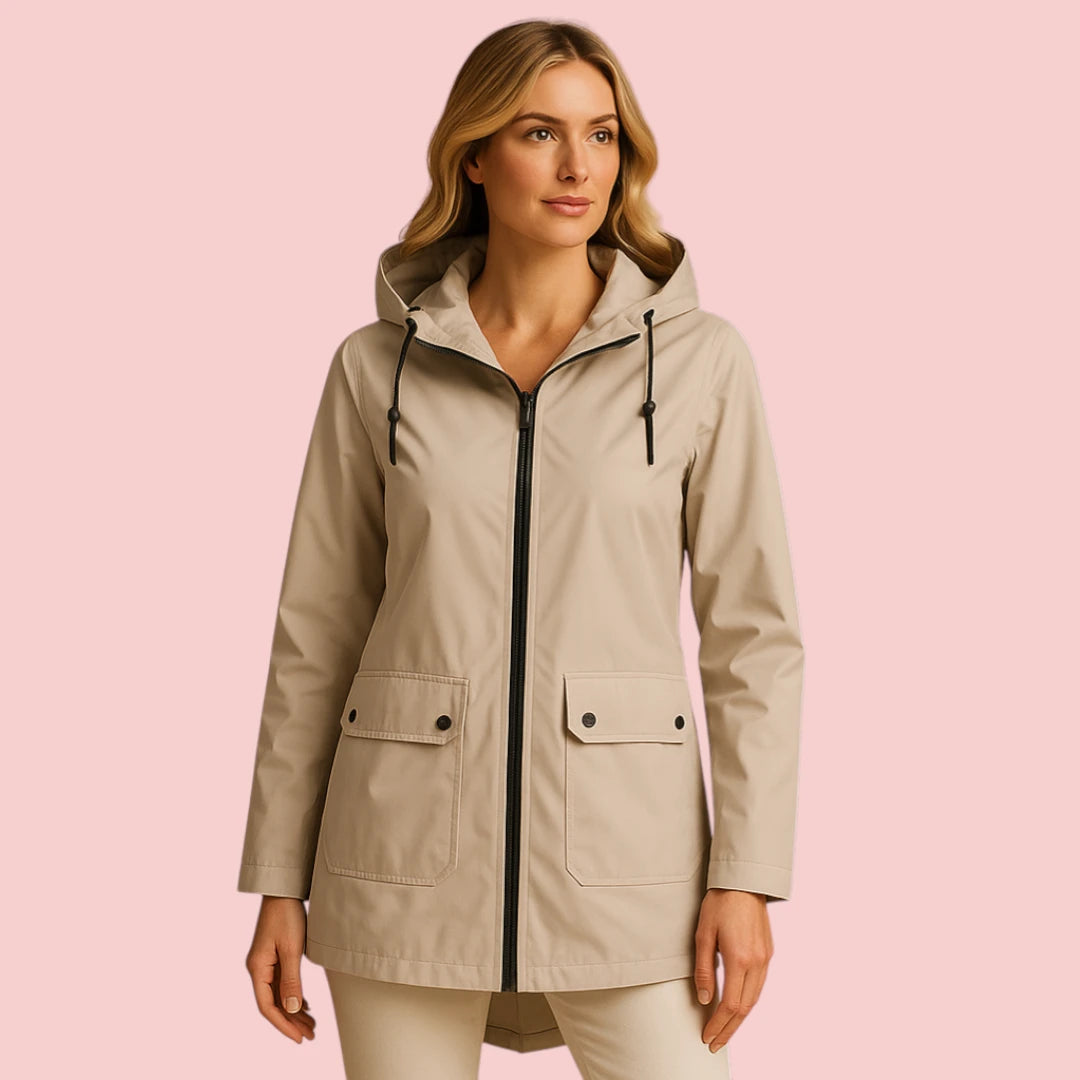 Dames Regenjas – Lange waterafstotende jas met capuchon en ritssluiting voor optimale bescherming