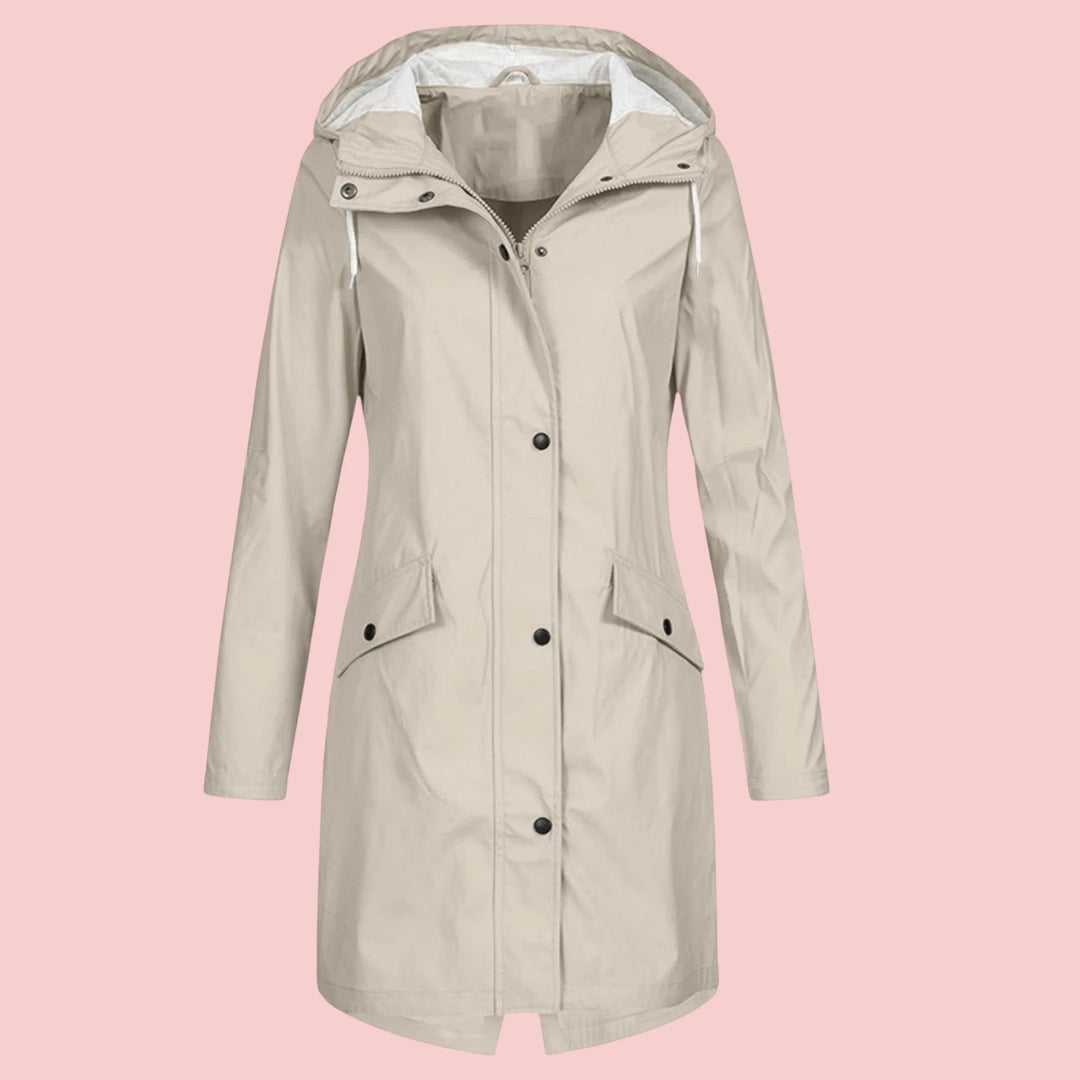 Dames Regenjas Stijlvolle Winddichte Waterdichte Lange Jas Met Capuchon