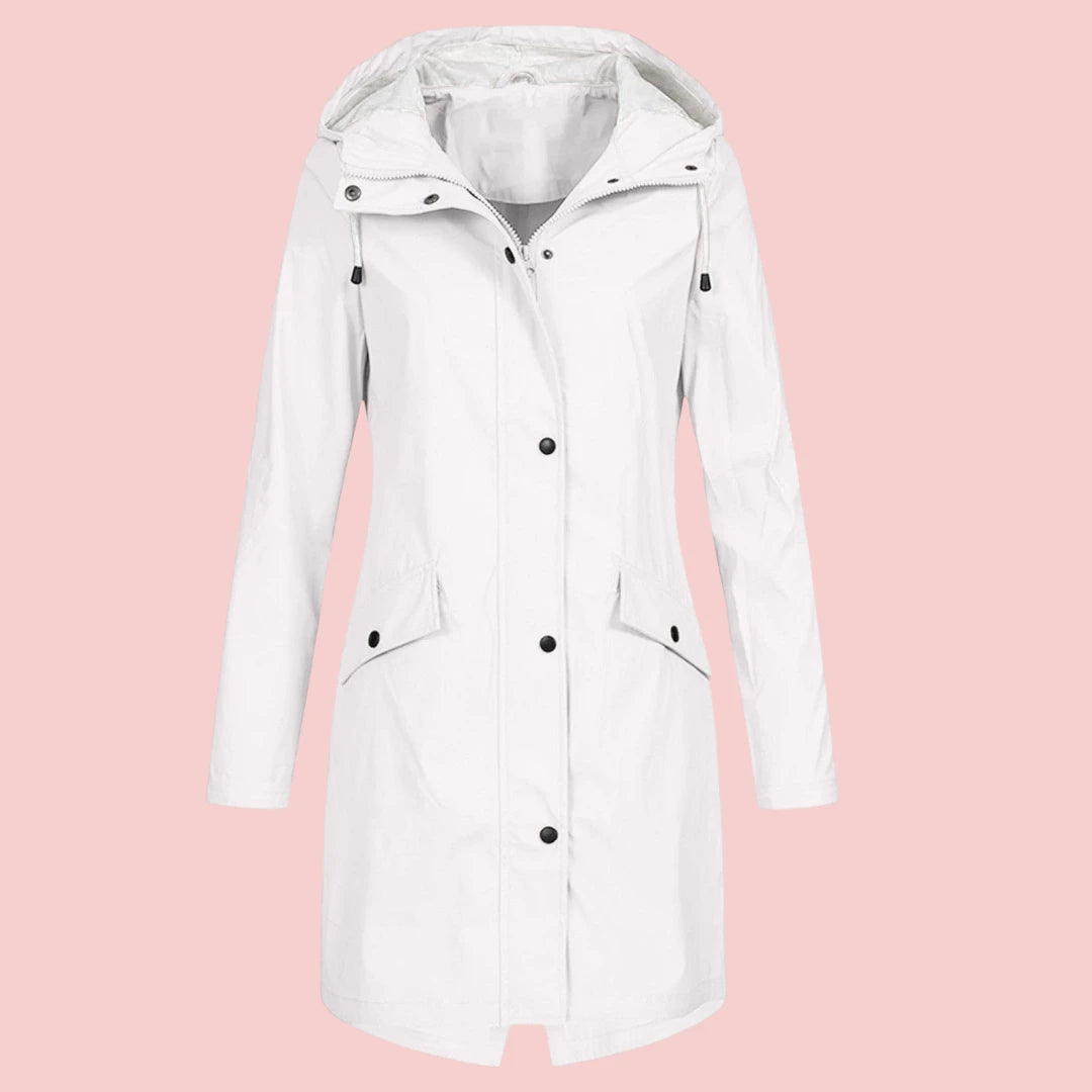Dames Regenjas Stijlvolle Winddichte Waterdichte Lange Jas Met Capuchon