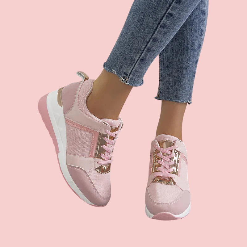 Dames Sneakers – Verhoogde Zool en Ademend Ontwerp voor Comfort tijdens Dagelijks Gebruik