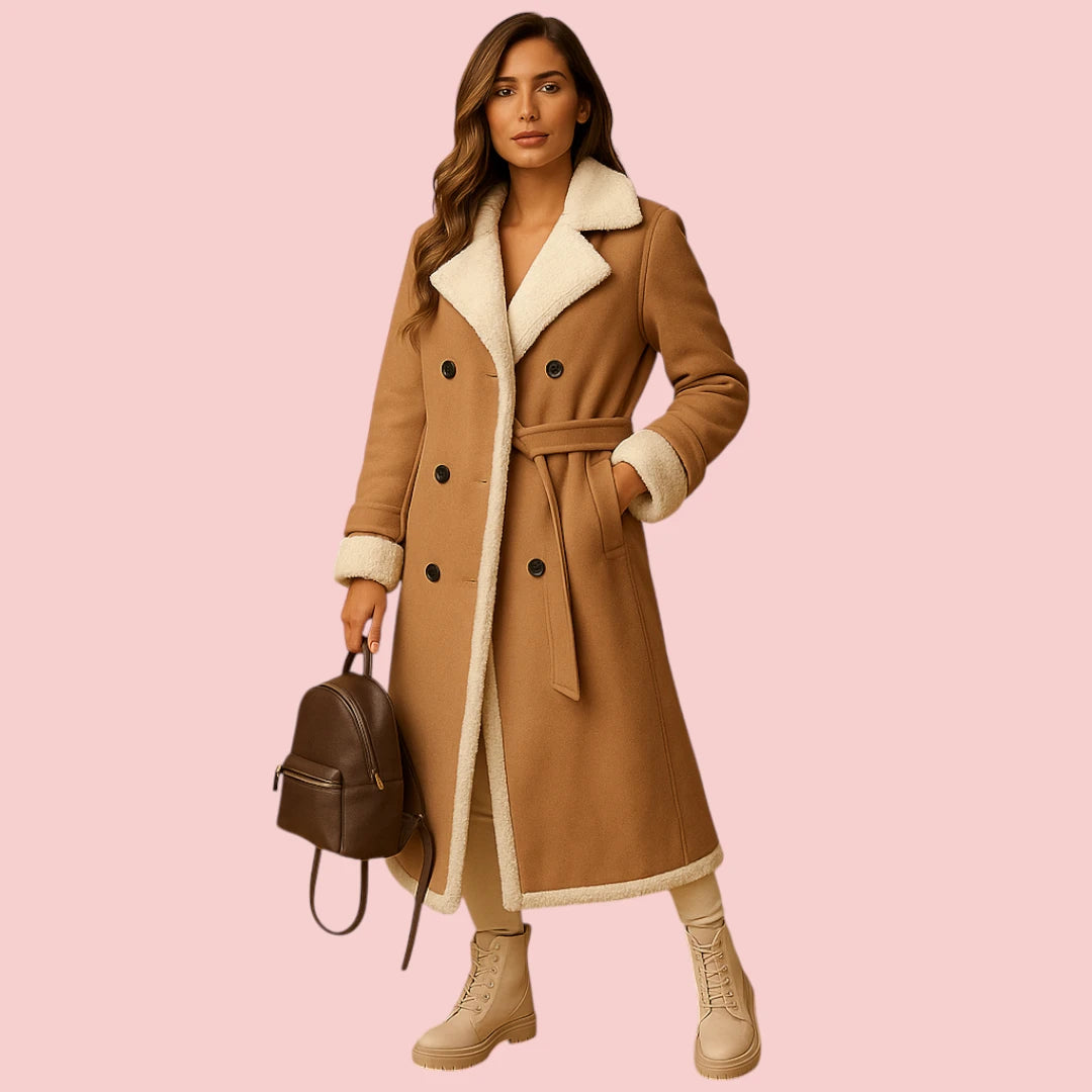 Dames Winterjas – Lange Kasjmier Jas met Klassieke Reverskraag