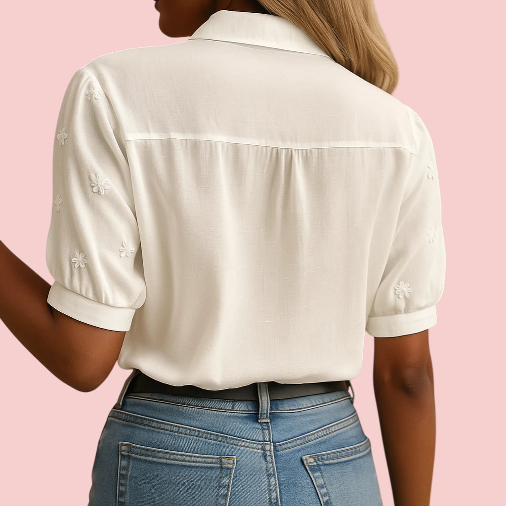 Dames Blouse – Lichtgewicht Katoen & Borduursel voor Elegante Looks