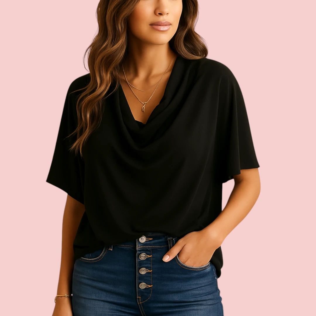 Dames Blouse – Luchtige Chiffon Blouse met Elegante Vleermuismouwen