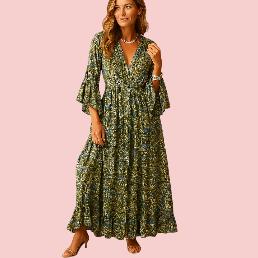 Dames Boho-jurk Lange Jurk Met Stijlvolle Pasvorm En Bohemian Details Voor Festivals En Casual