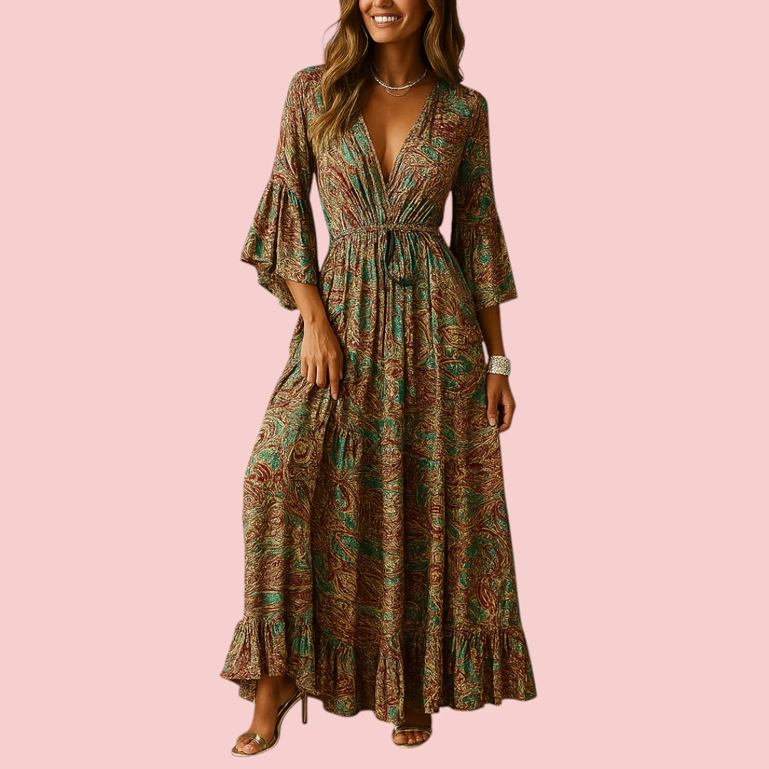 Dames Boho-jurk Lange Jurk Met Stijlvolle Pasvorm En Bohemian Details Voor Festivals En Casual
