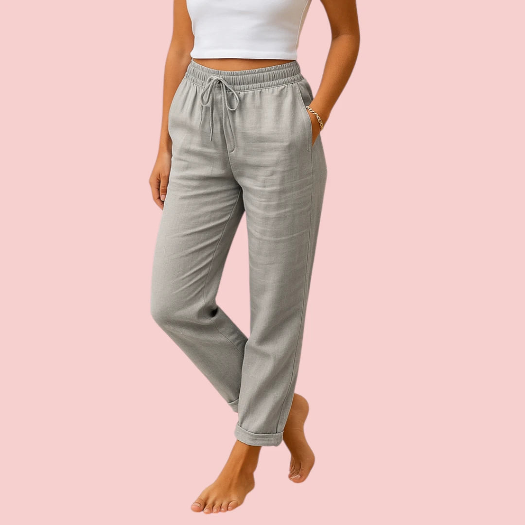 Dames Broek – Van Linnen met Elastische Taille