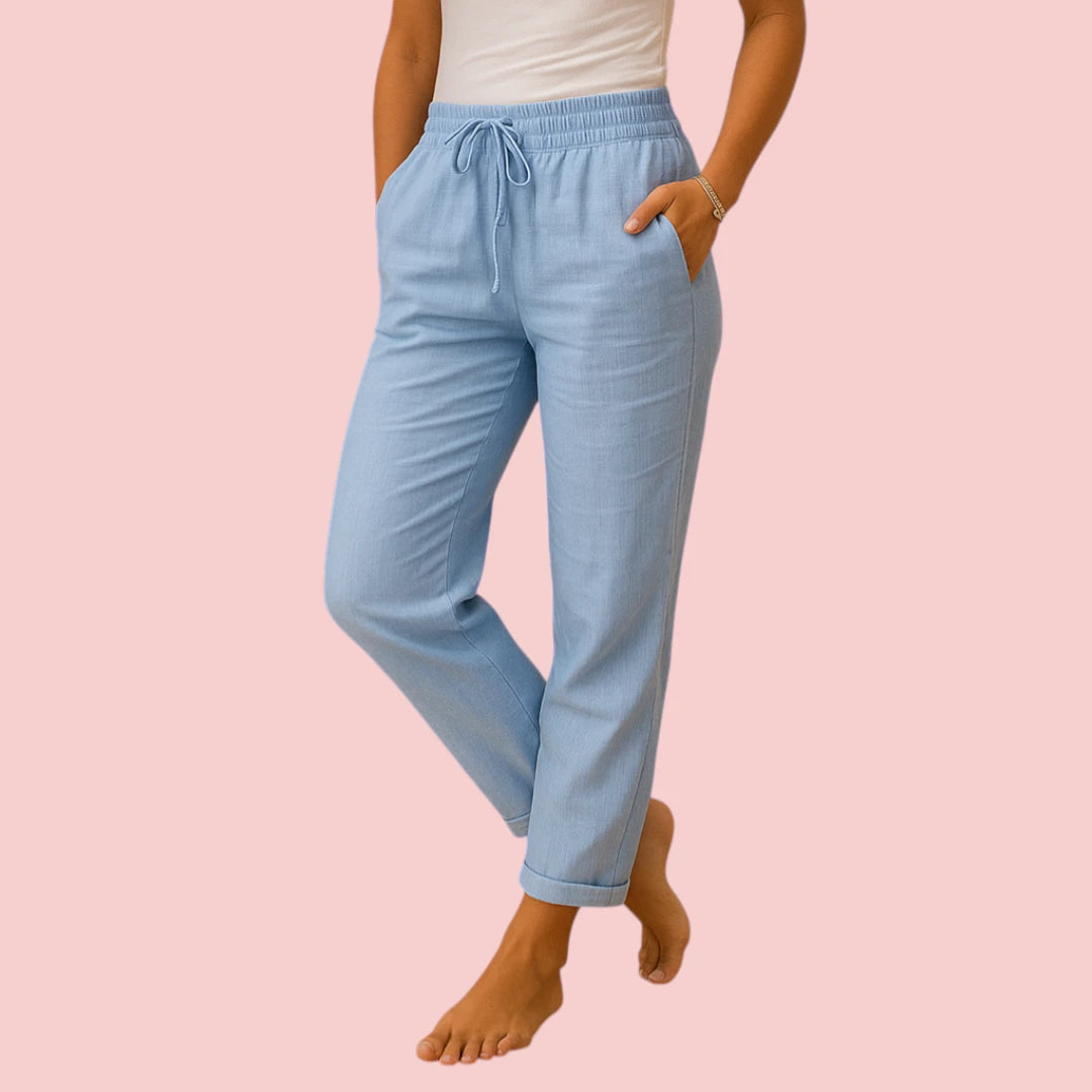 Dames Broek – Van Linnen met Elastische Taille
