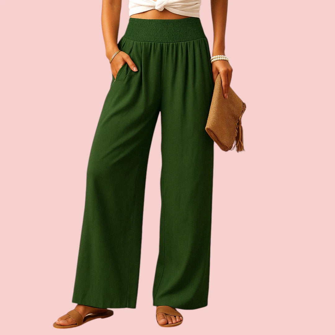 Dames Broek – Wijde Pijpen en Elastische Taille voor Comfort