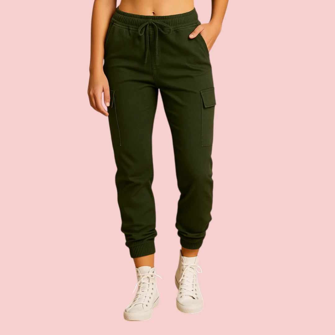 Dames Cargobroek – Aansluitend Model met Hoge Taille