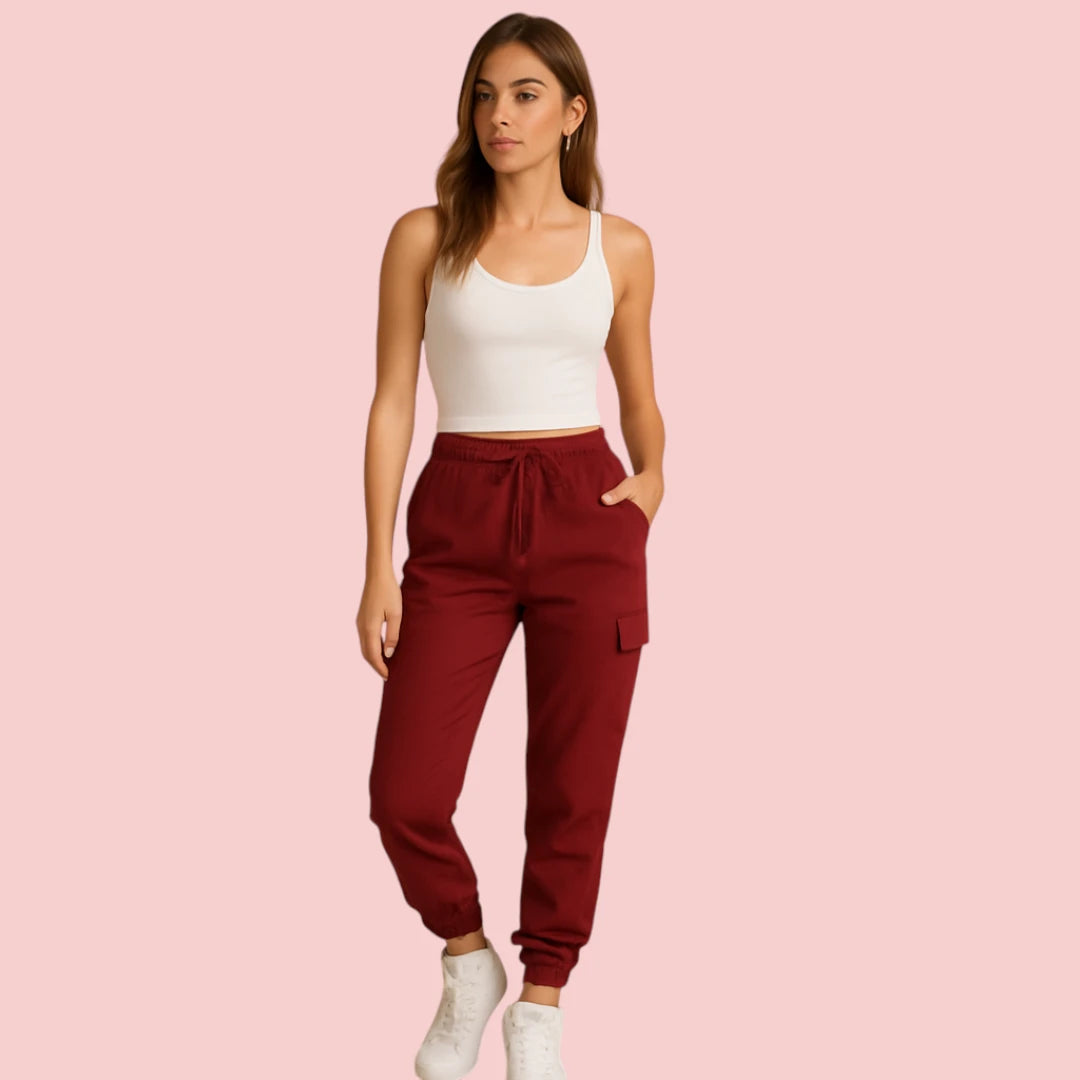 Dames Cargobroek – Aansluitend Model met Hoge Taille