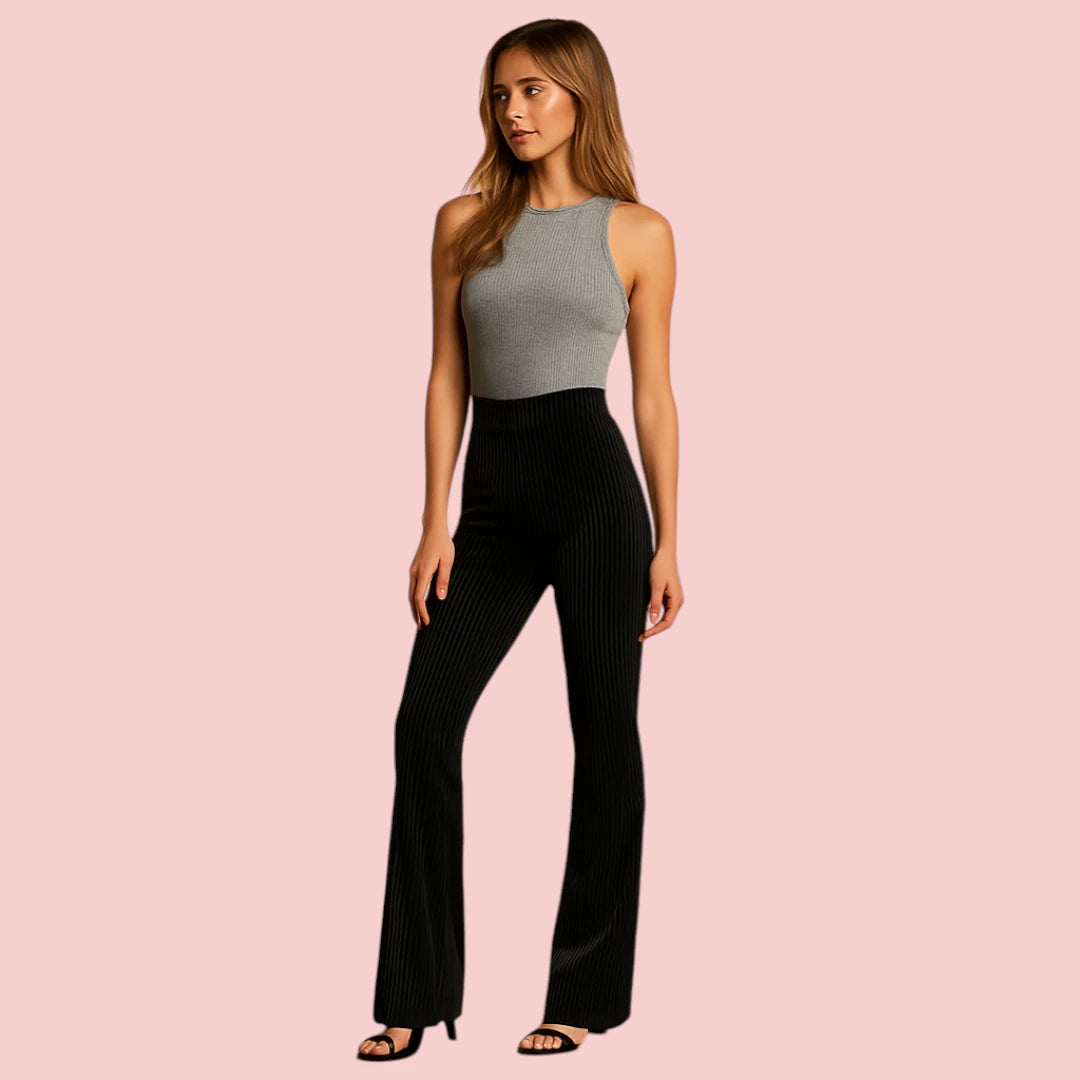 Dames Corduroy Broek – Flared Model met Hoge Taille