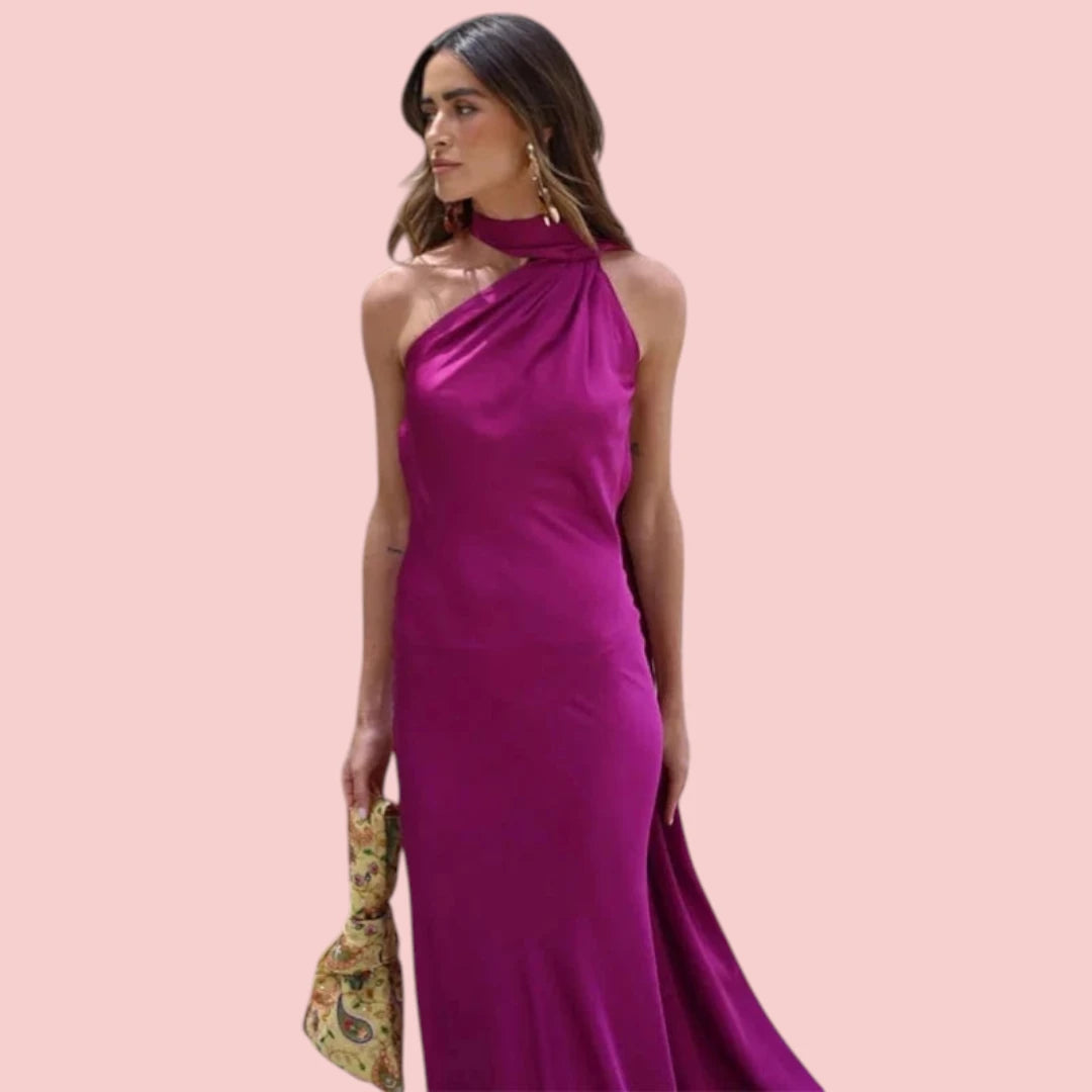 Dames Galajurk – Satijnen Lange Jurk met Open Rug