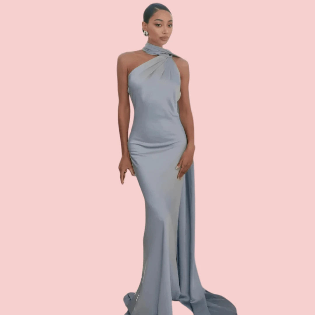 Dames Galajurk – Satijnen Lange Jurk met Open Rug