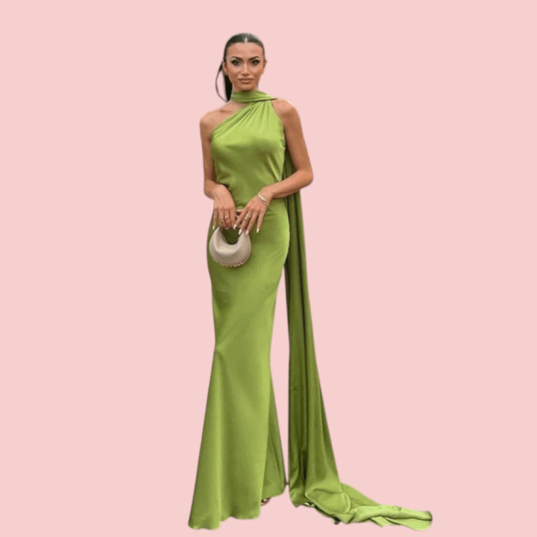 Dames Galajurk – Satijnen Lange Jurk met Open Rug