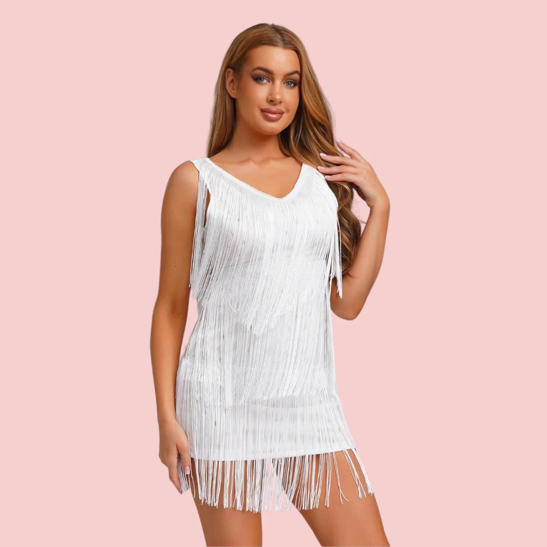 Dames Glitterjurk – V-Hals & Mouwloos